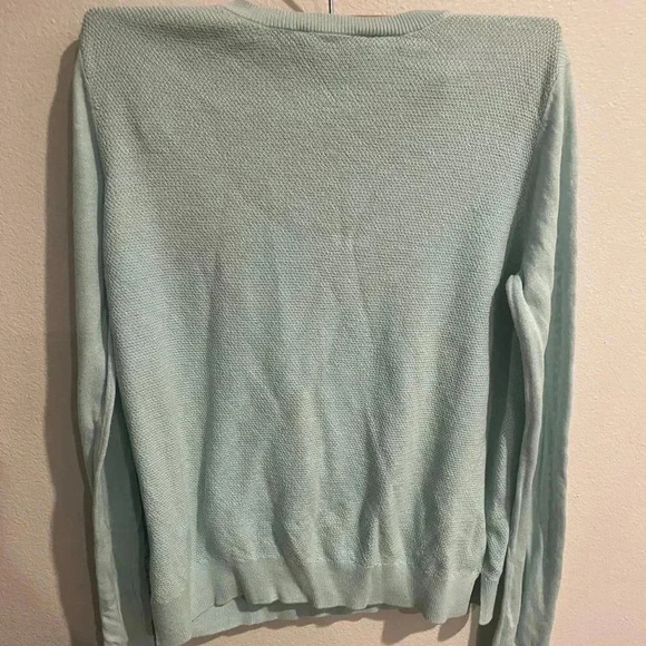 LOFT light blue sweater silk blend and lace detail size Medium - Picture 2 of 5